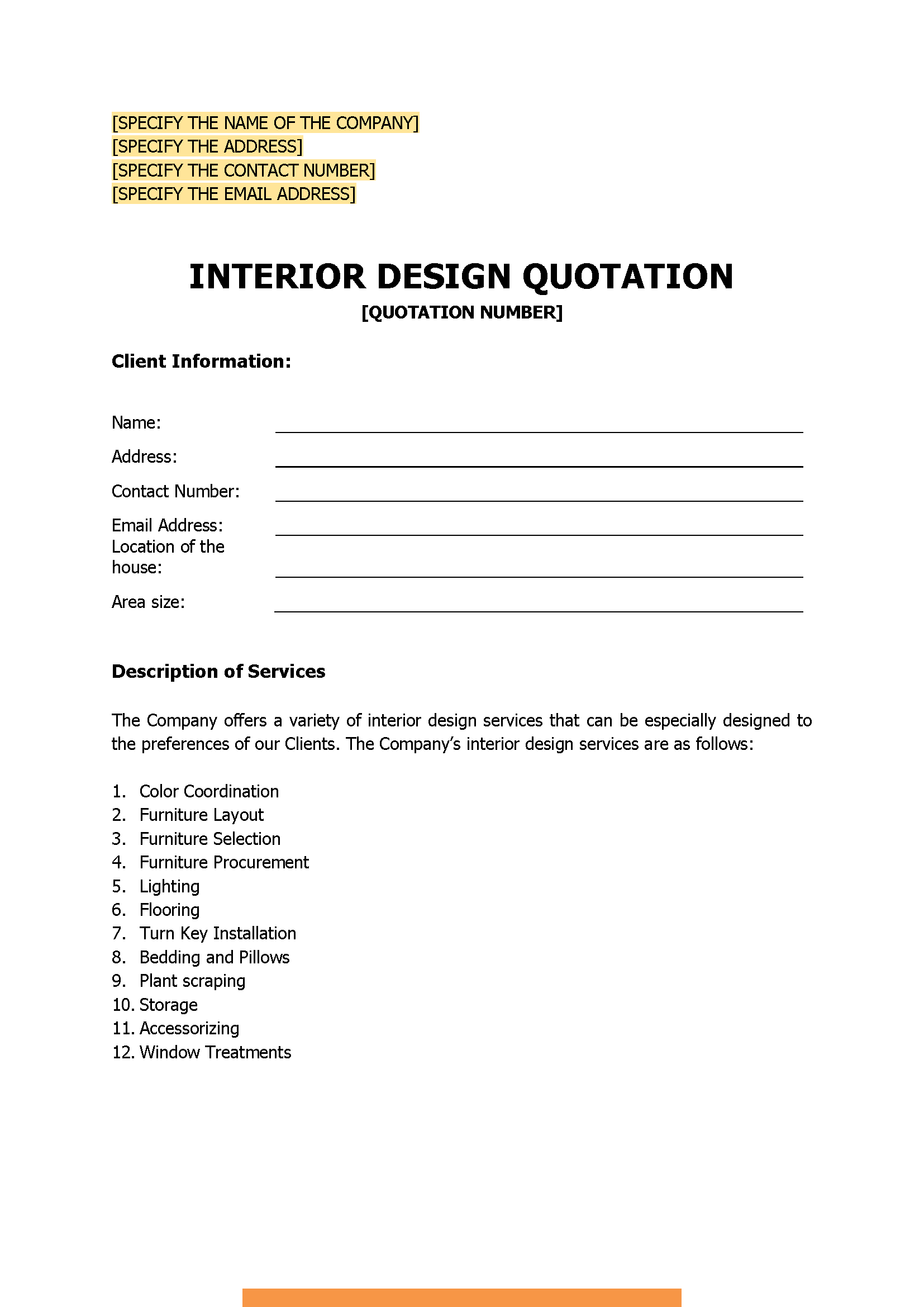 Interior Design Quotation